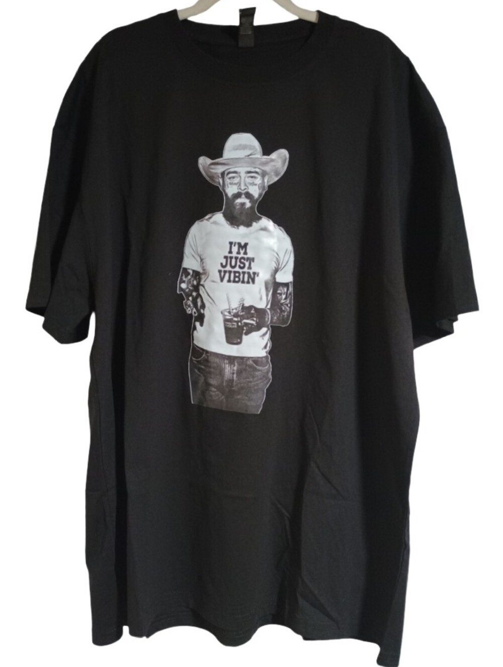 Post Malone Cowboy Graphic T Shirt Black 3XL I’m Just Vibin’ Western